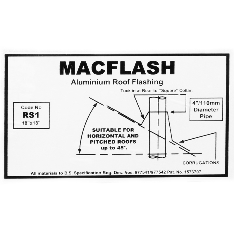 McAlpine RS1 Aluminium Roof Flashing 18" x 18" for 4"/110mm pipe