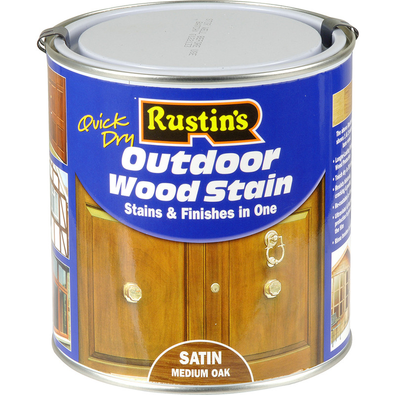 Rustins Quick Dry Outdoor Wood Stain Medium Oak 1L