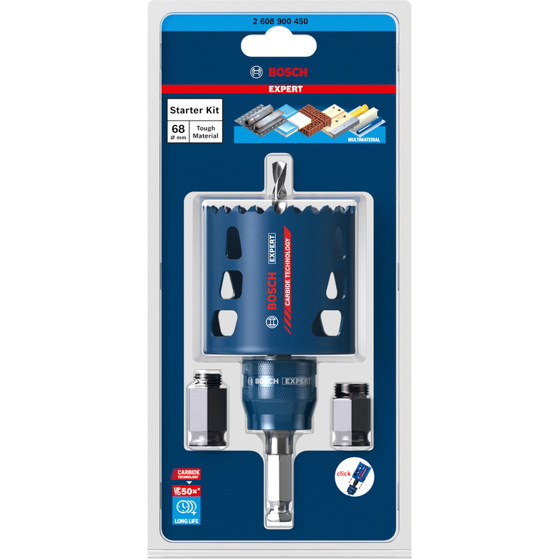 Bosch EXPERT Tough Material Hole Saw Starter Kit 68mm