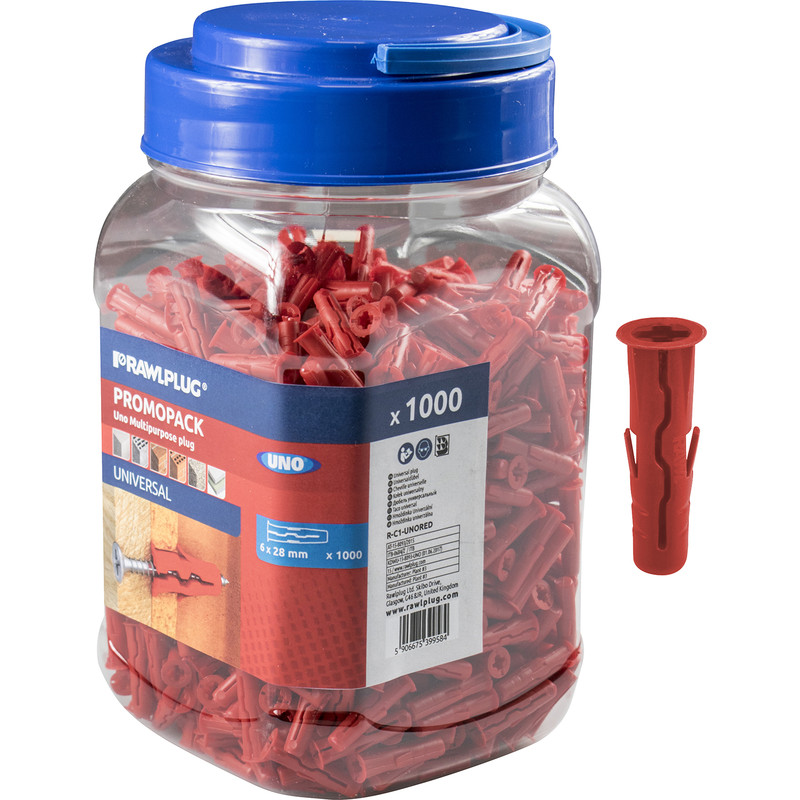 Rawlplug UNO Universal Contract Wall Plug Red 6mm Without Screws