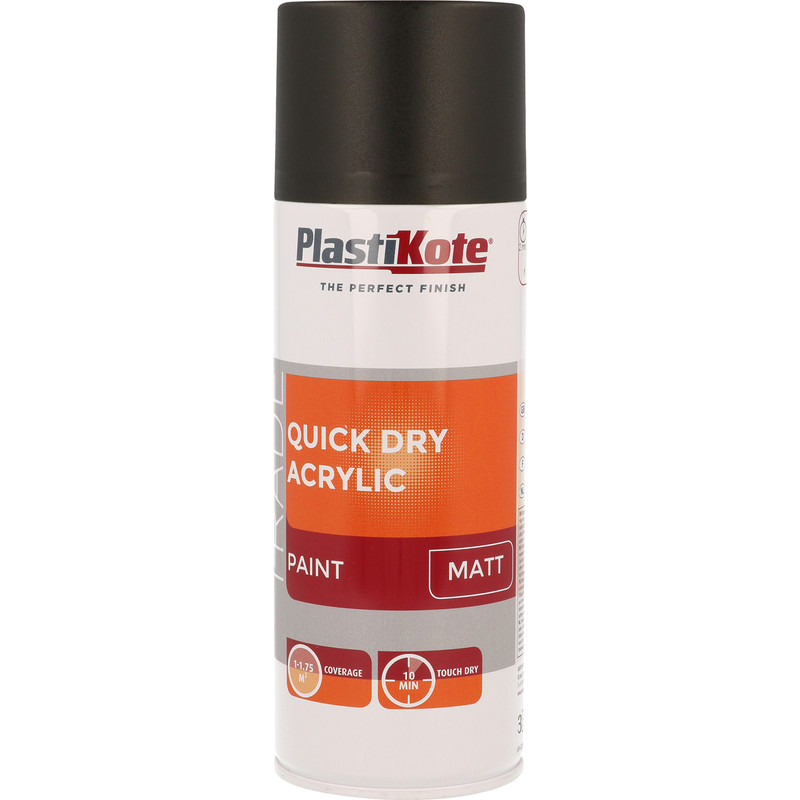 Plastikote Quick Dry Acrylic Spray Paint 400ml Black Matt