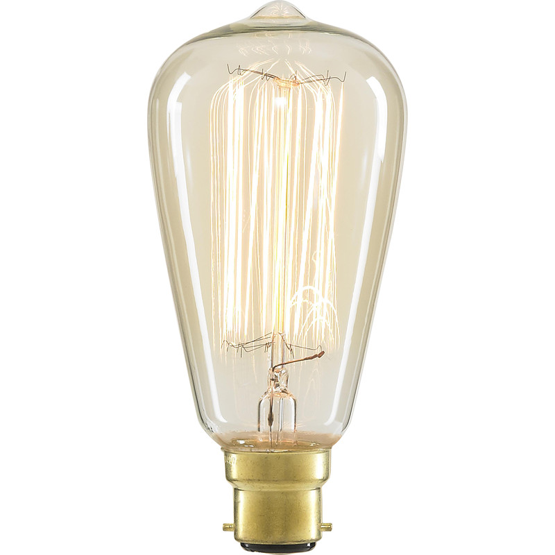 ST64 Vintage Incandescent Decorative Dimmable Lamp 40W BC (B22d) Clear 140lm