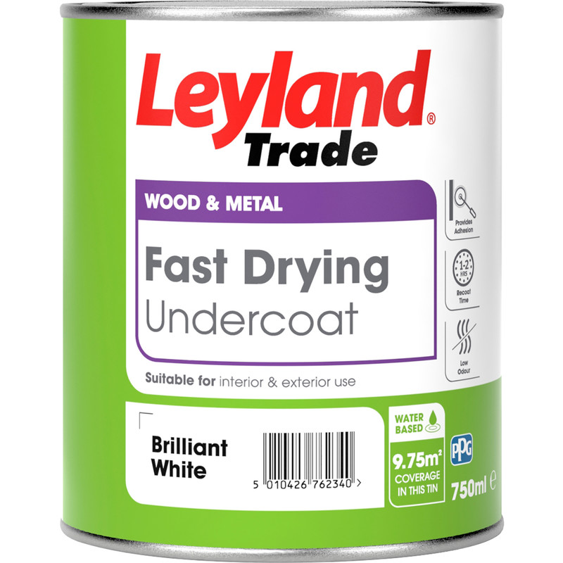 Leyland Trade Fast Drying Water Based Undercoat Paint Brilliant White 750ml