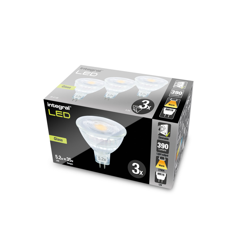 Integral LED 12V MR16 GU5.3 Dimmable Glass Lamp 4.4W Warm White 345lm
