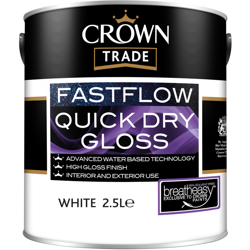 Crown Trade Fastflow Quick Dry Gloss Paint 2.5L White
