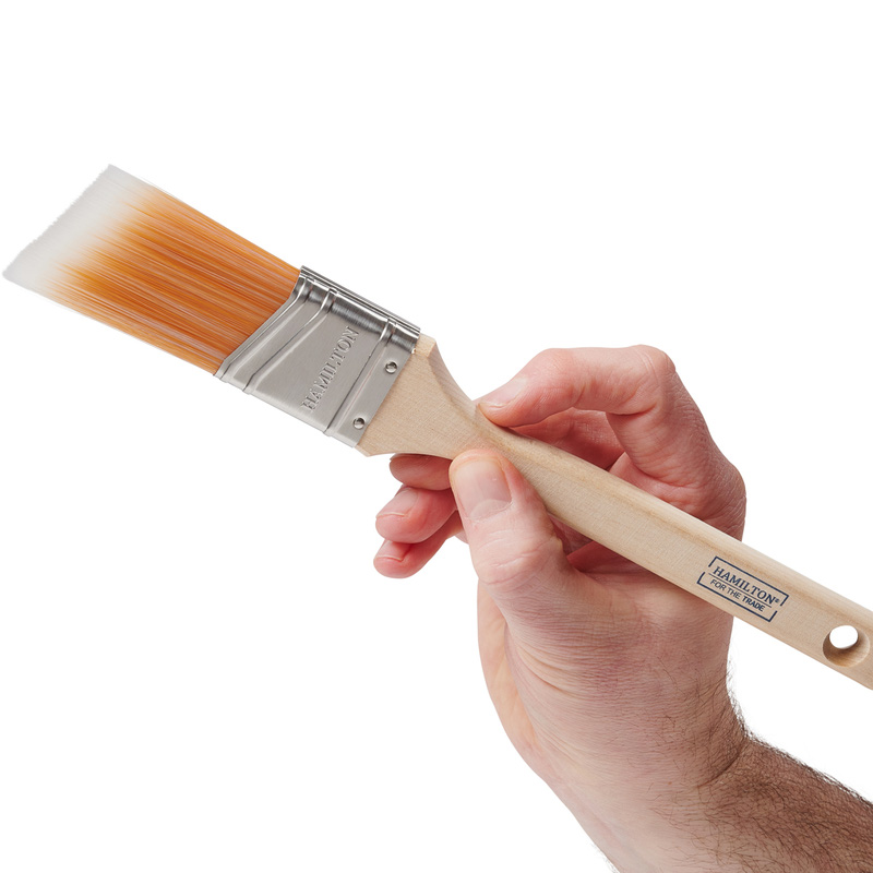 Hamilton For The Trade Synthetic Long Handled Angled Paintbrush 1.5"