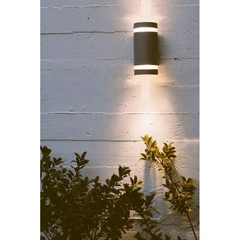 Lutec Focus IP44 Dusk to Dawn Wall Light 2x GU10 Max 35W Matt Black