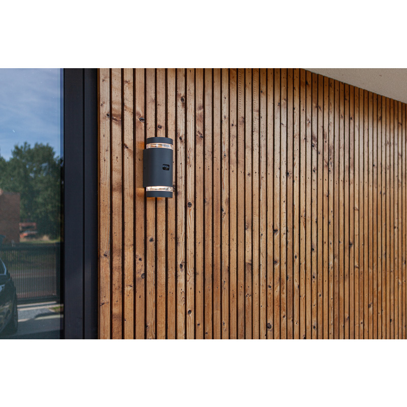 Lutec Focus IP44 Wall Light 2 x GU10 Dark Grey PIR