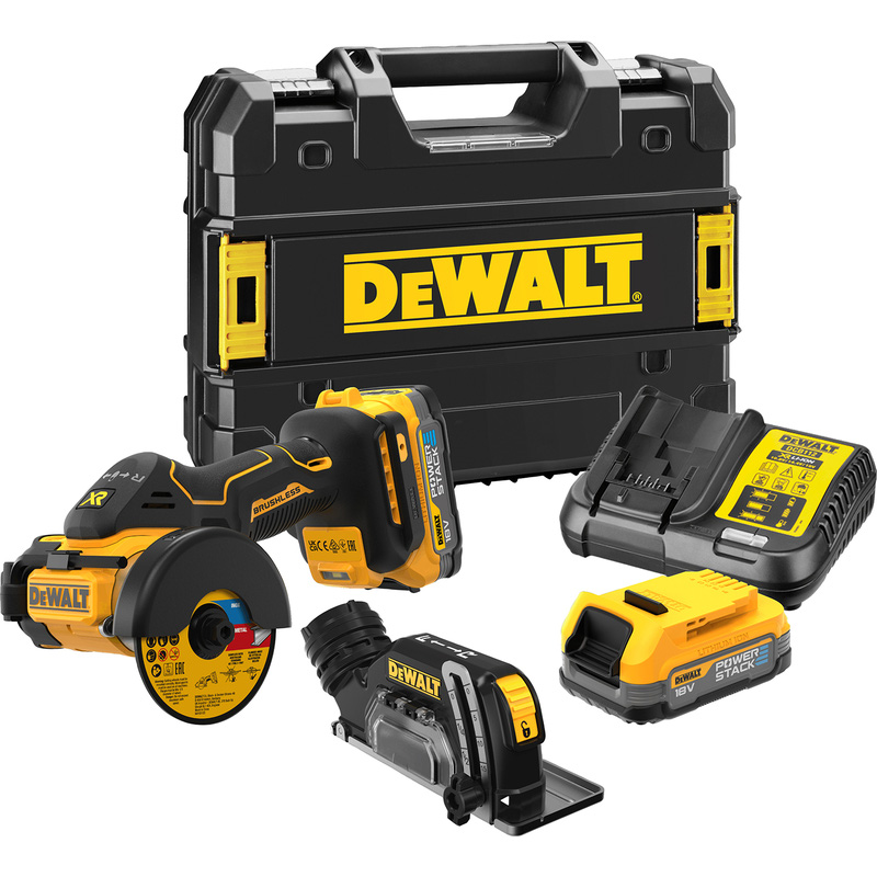 DeWalt Powerstack 18V XR Brushless 76mm Cut Off Saw Kit 2 x Batteries
