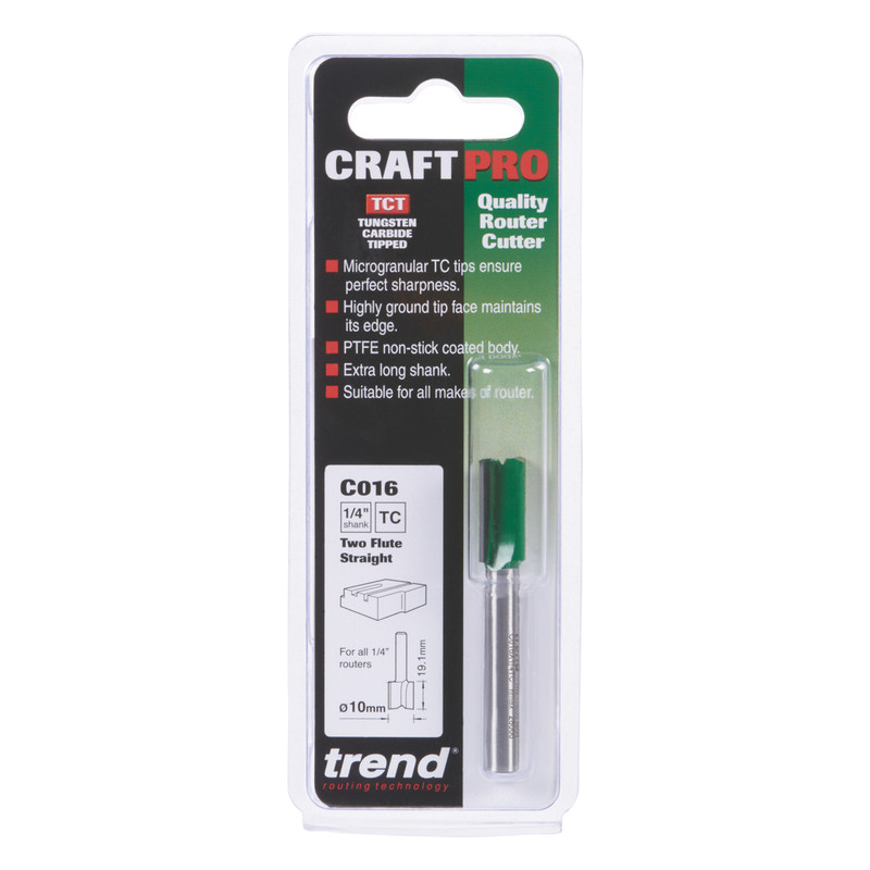 Trend 1/4" Straight Router Cutter 10 x 19.1mm