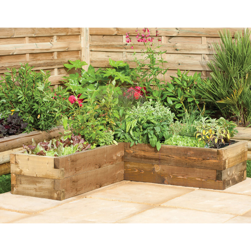 Forest Garden Caledonian Corner Raised Bed 28cm (h) x 131cm (w) x 131cm (d)