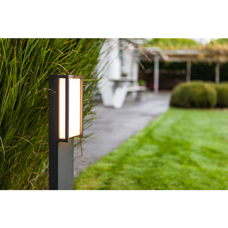 Lutec Qubo Integrated IP54 LED Bollard Light 18W 1100lm 3000K Dark Grey