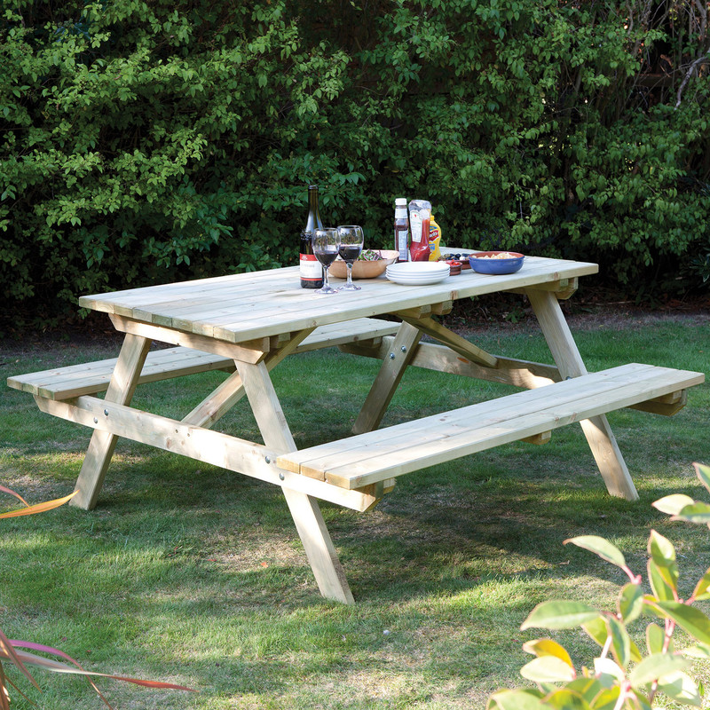 Rowlinson Picnic Bench 70cm (h) x 150m (l) x 150cm (d)
