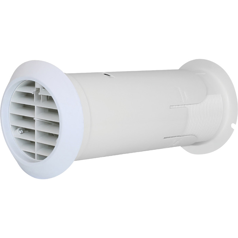 Airvent 100mm Internal Fit Wall Kit White With Back Draught Shutter