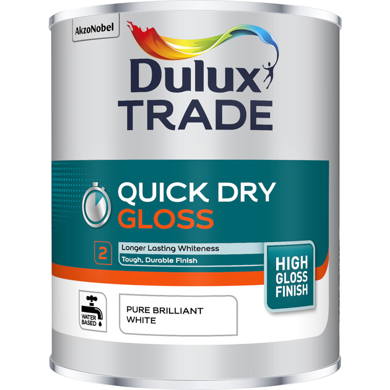 Dulux Trade Quick Dry Gloss Paint Pure Brilliant White 1L