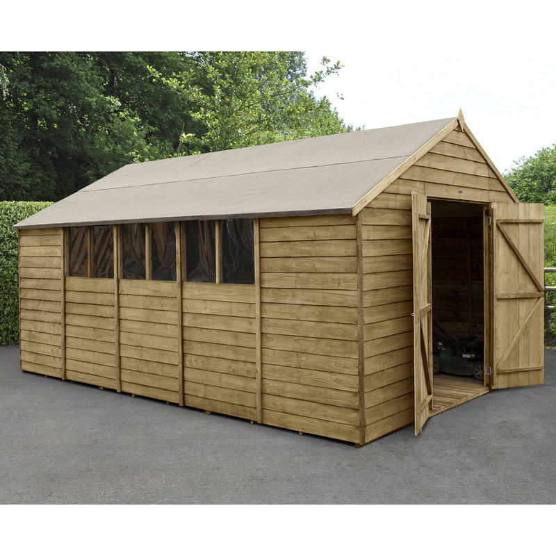 Forest Garden Overlap Pressure Treated Shed - Double Door 10' x 15'