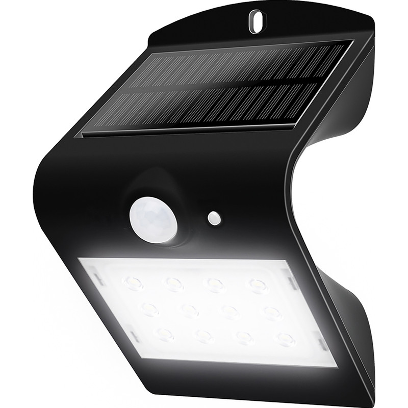 Luceco SOLAR Guardian 1.5W PIR Wall Light IP65 Black 220lm