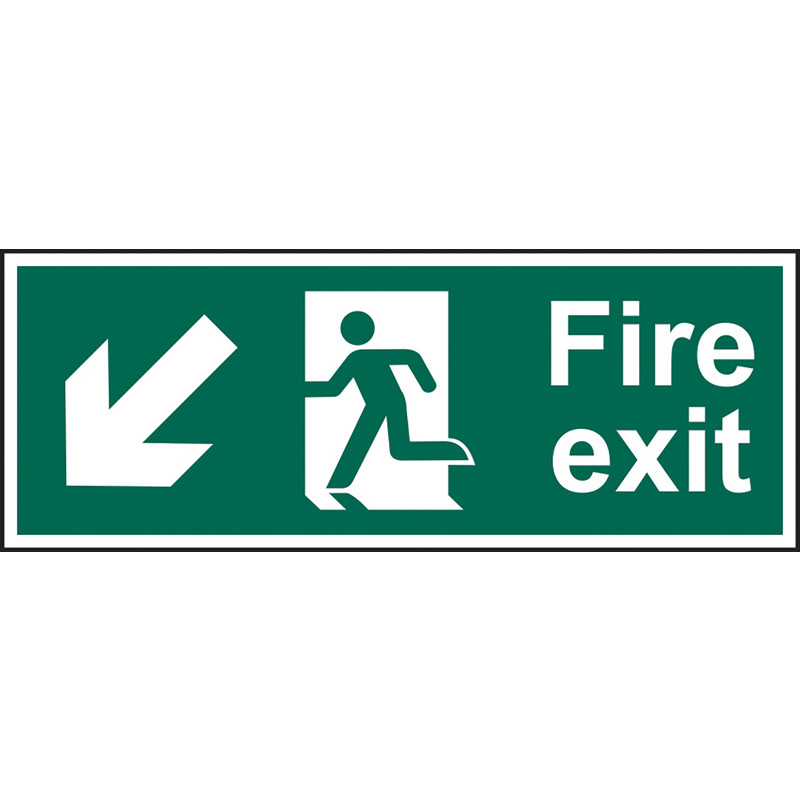 Fire Safety Sign Fire Exit Down/Left 400 x 150