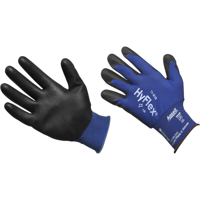Ansell Hyflex 11-618 Lightweight PU Palm Gloves Large