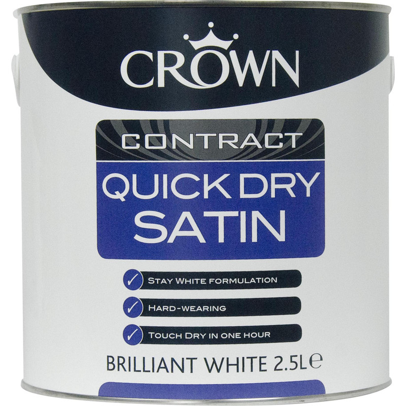 Crown Contract Quick Dry Satin Paint Brilliant White 2.5L