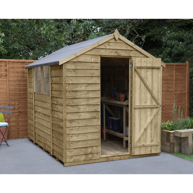Forest Garden Overlap Pressure Treated Apex Shed 8' x 6'