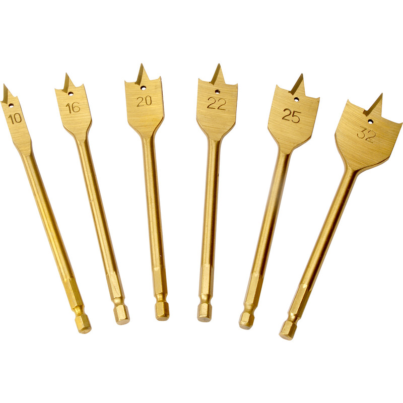 Titanium Flat Wood Drill Bit Set