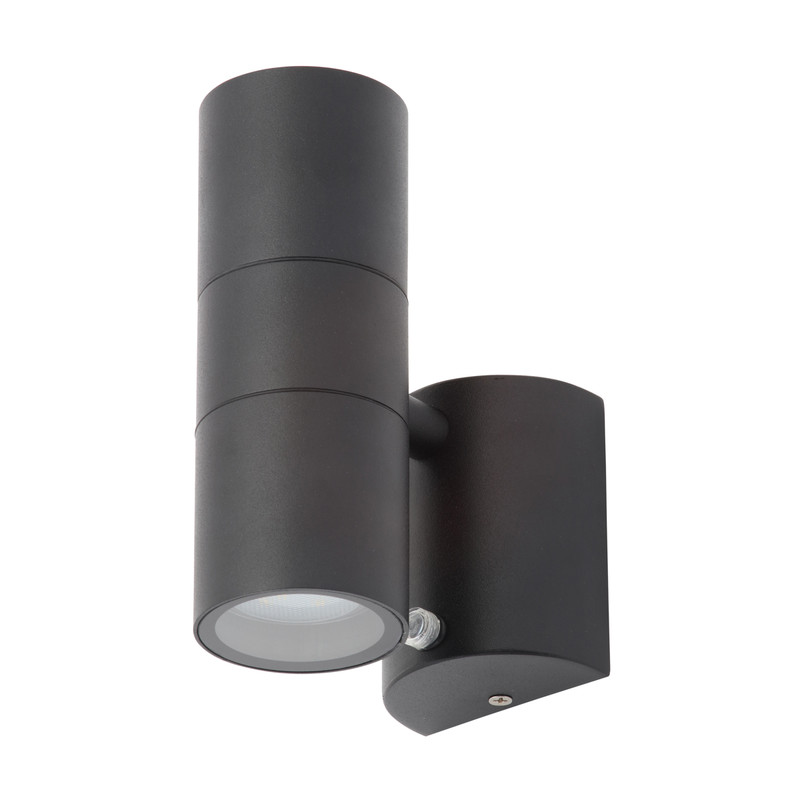 Leto Black Stainless Steel Up and Down Photocell Wall Light IP44 GU10 2 x 35W Max