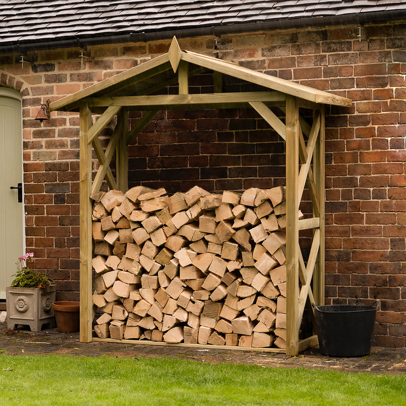 Forest Garden Large Apex Wall Log Store 214cm(h) x 209cm(w) x 86cm(d)