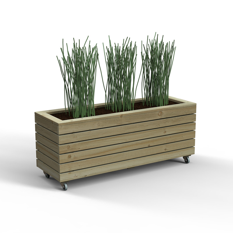 Forest Garden Linear Planter - Long with Wheels 120 x  40 x  49.6cm