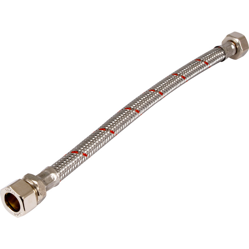 Flexible Tap Connector 15mm x 1/2" 10mm Bore, 300mm Long