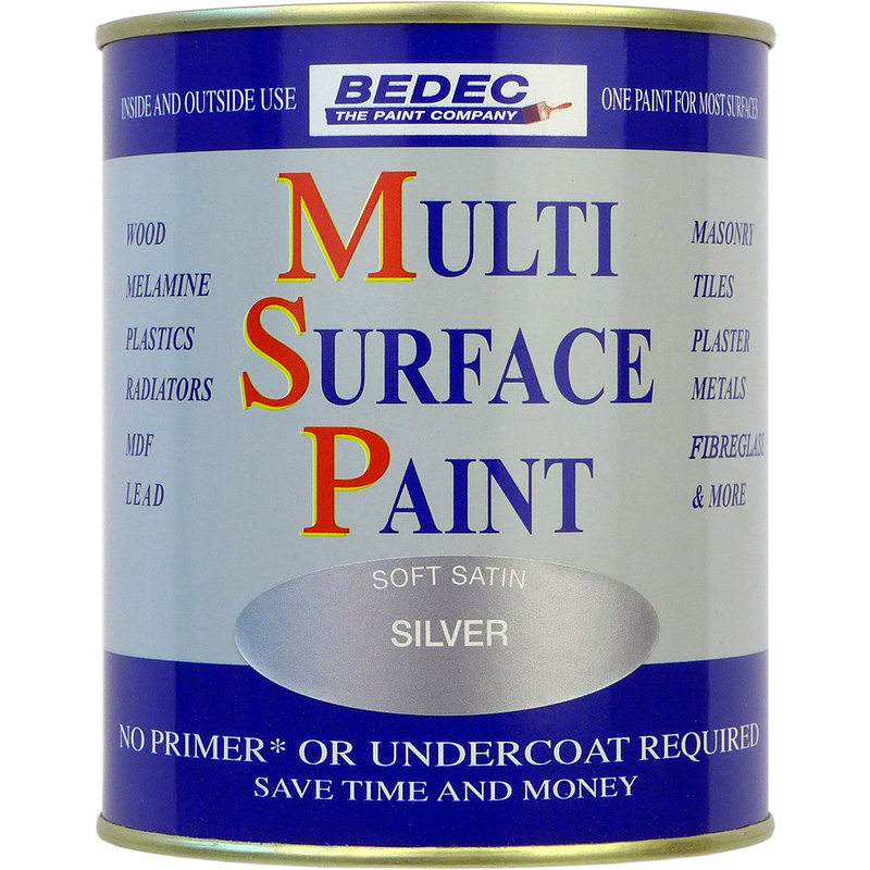 Bedec Multi Surface Paint Satin Silver 750ml