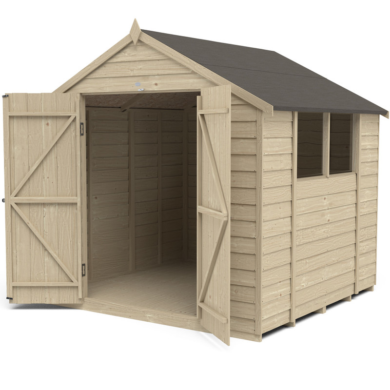 Forest Garden Overlap Pressure Treated Shed - Double Door 7' x 7'