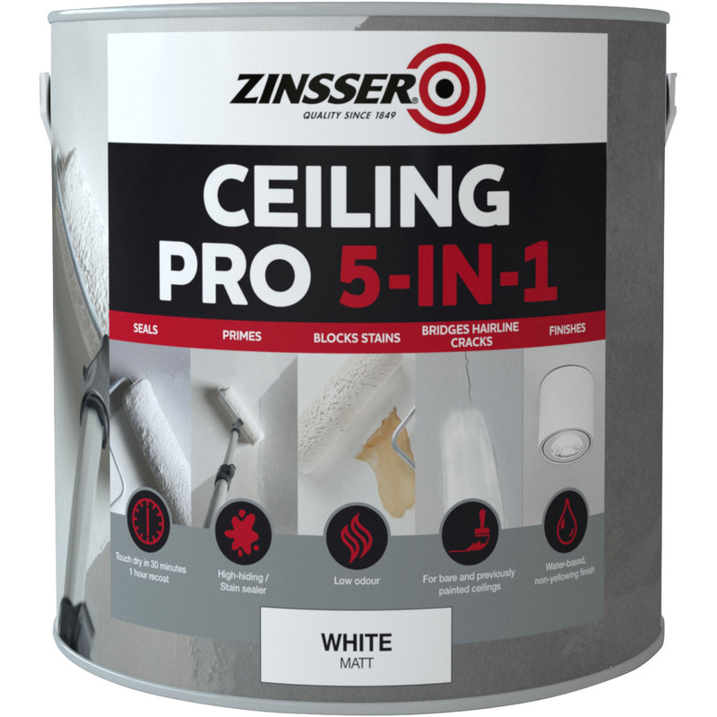 Zinsser Ceiling Pro 5 in 1 Paint White 2.5L