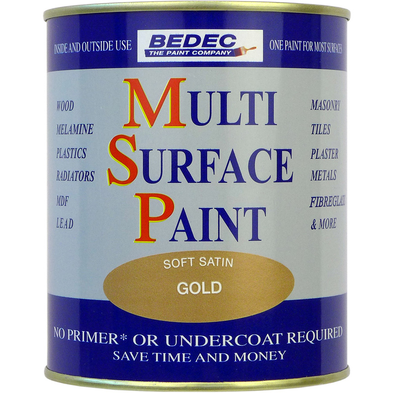 Bedec Multi Surface Paint Satin Gold 750ml