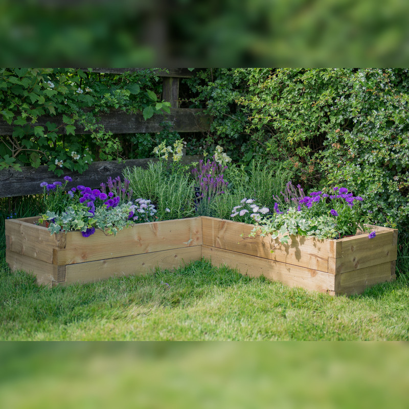 Forest Garden Caledonian Corner Raised Bed 28cm (h) x 131cm (w) x 131cm (d)