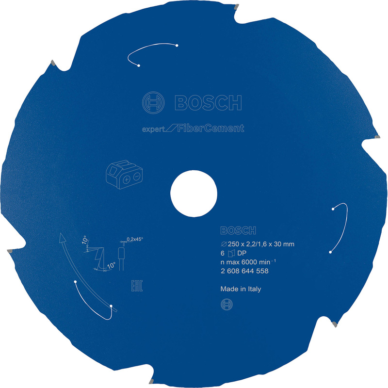 Bosch EXPERT Cordless Fibre Cement Circular Saw Blades 250 x 30 x 6T