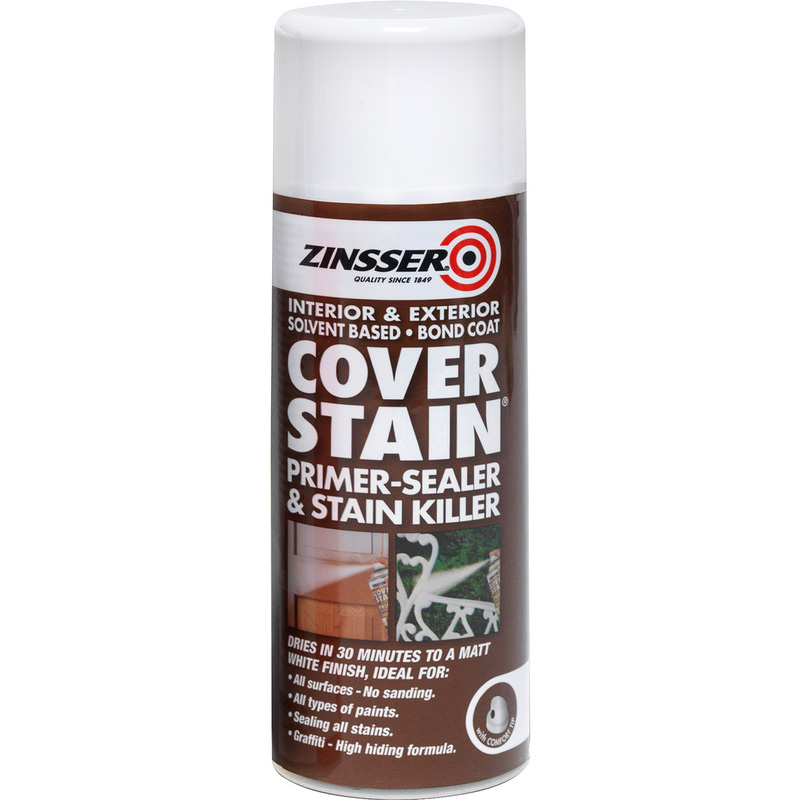 Zinsser Cover Stain Primer Sealer Spray Paint White 400ml