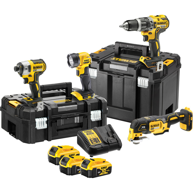 DeWalt DCK497M3T-GB 18V XR Brushless 4 Piece Kit 3 x 4.0Ah