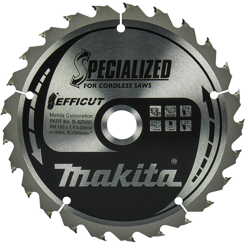 Makita Efficut TCT Cordless Saw Blade 165 x 20 x 25T