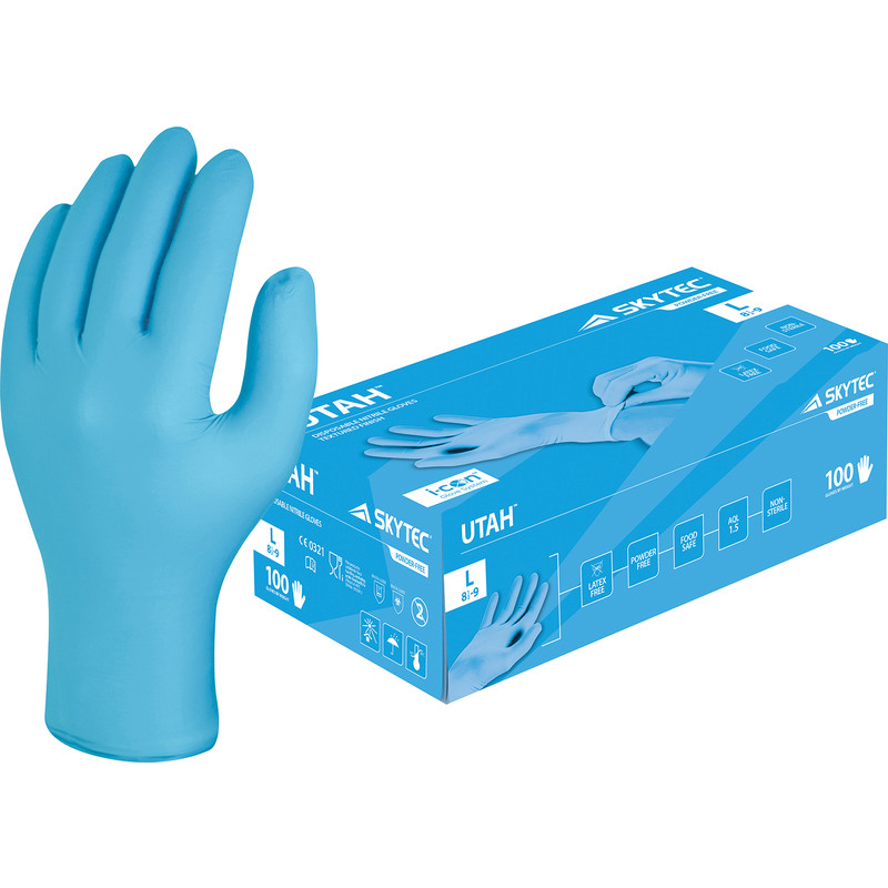 Skytec Utah Performance Powder Free Nitrile Disposable Gloves Large