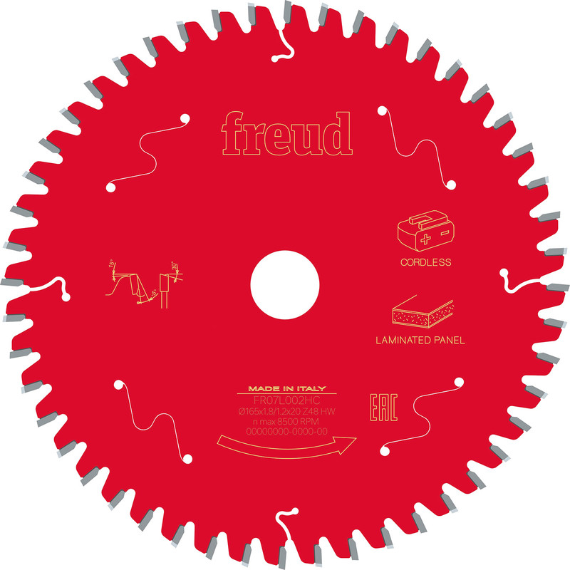 Freud Cordless Laminated Panel Circular Saw Blade 165 x 20 x T48