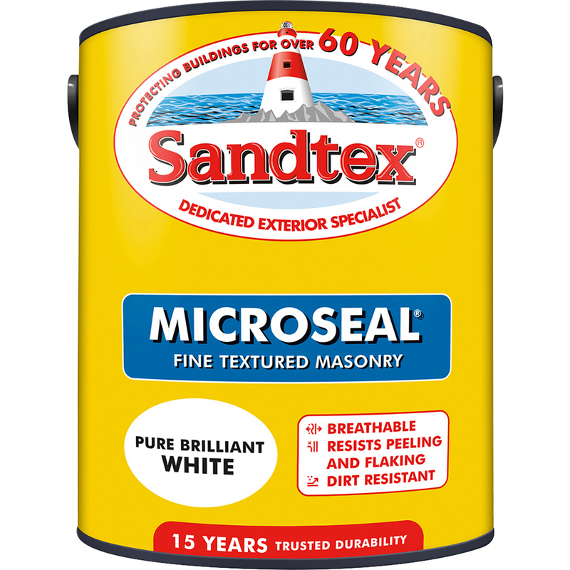 Sandtex Fine Textured Masonry Paint 5L Pure Brilliant White