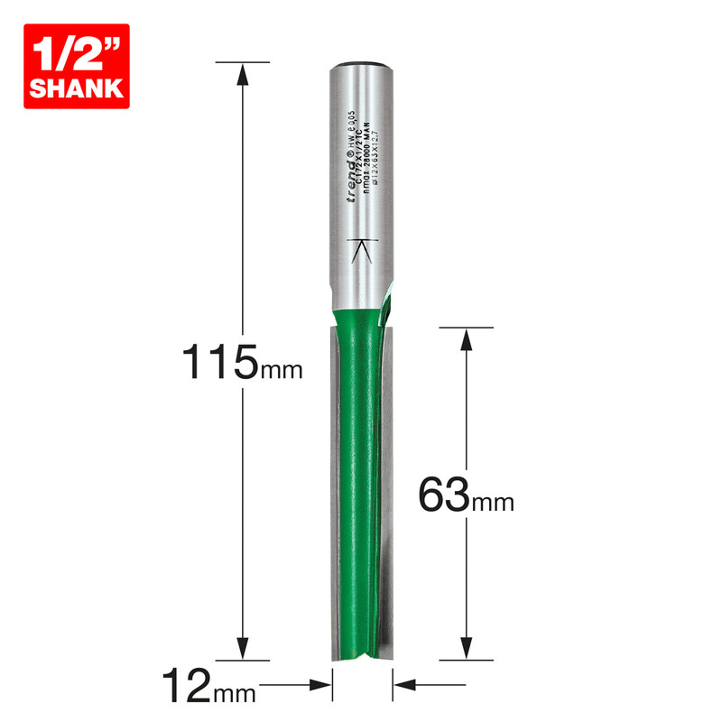 Trend 1/2" Straight Lock Jig Router Cutter 12 x 63mm