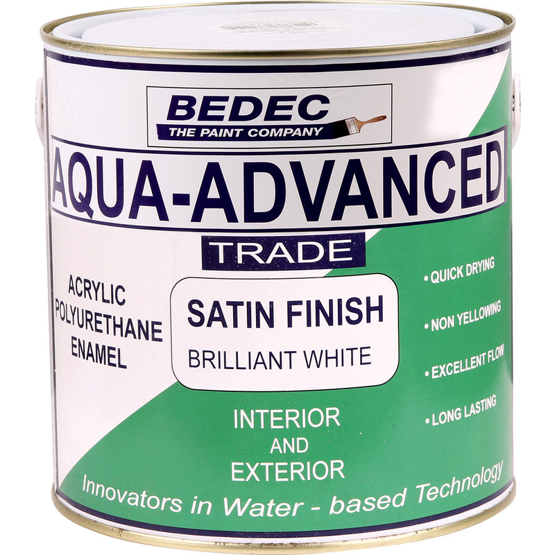 Bedec Aqua Advanced Satin Paint Brilliant White 1L