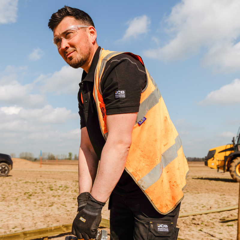JCB Trade Work Polo Shirt Black Large