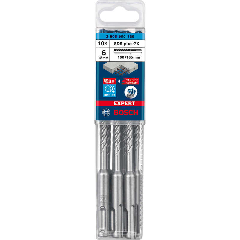 Bosch EXPERT SDS Plus 7X Hammer Drill Bit 6 x 165mm (4 cutter)