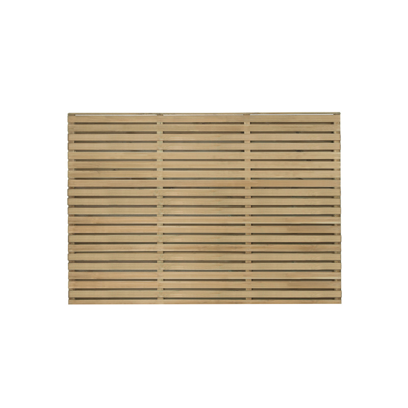 Forest Garden 6ft x 4ft Pressure Treated Contemporary Double Slatted Fence Panel 6' x 4'