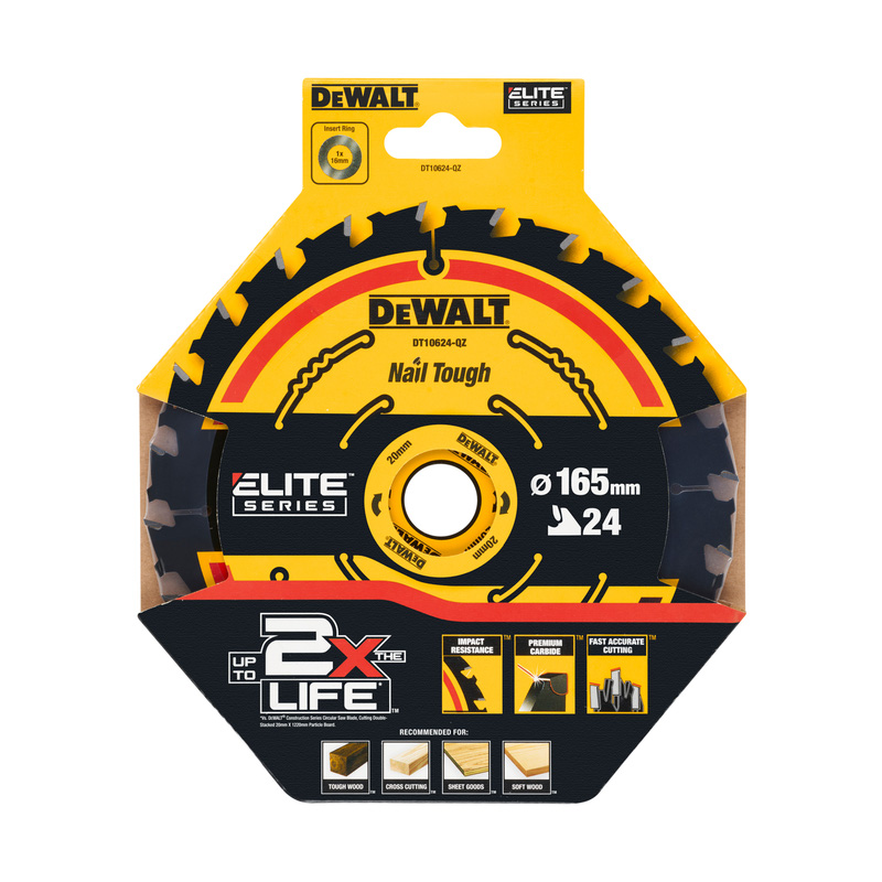 DeWalt Circular Saw Blade ELITE 165 x 20mm 24T