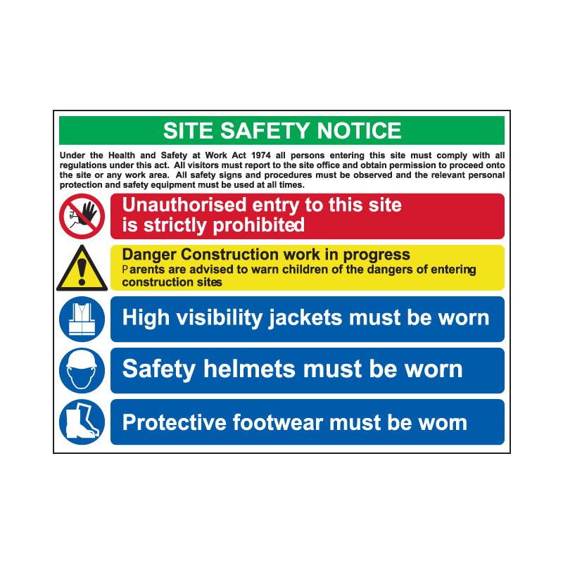 PVC Site Safety Sign Site Safety Notice