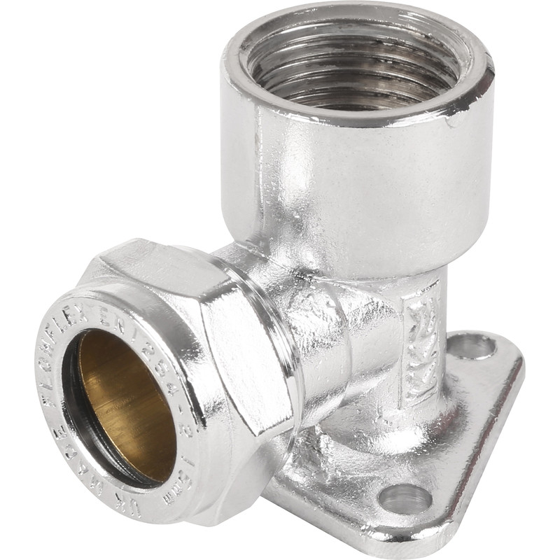 Made4Trade Compression Wall Plate Elbow Chrome Plated 15mm x 1/2"